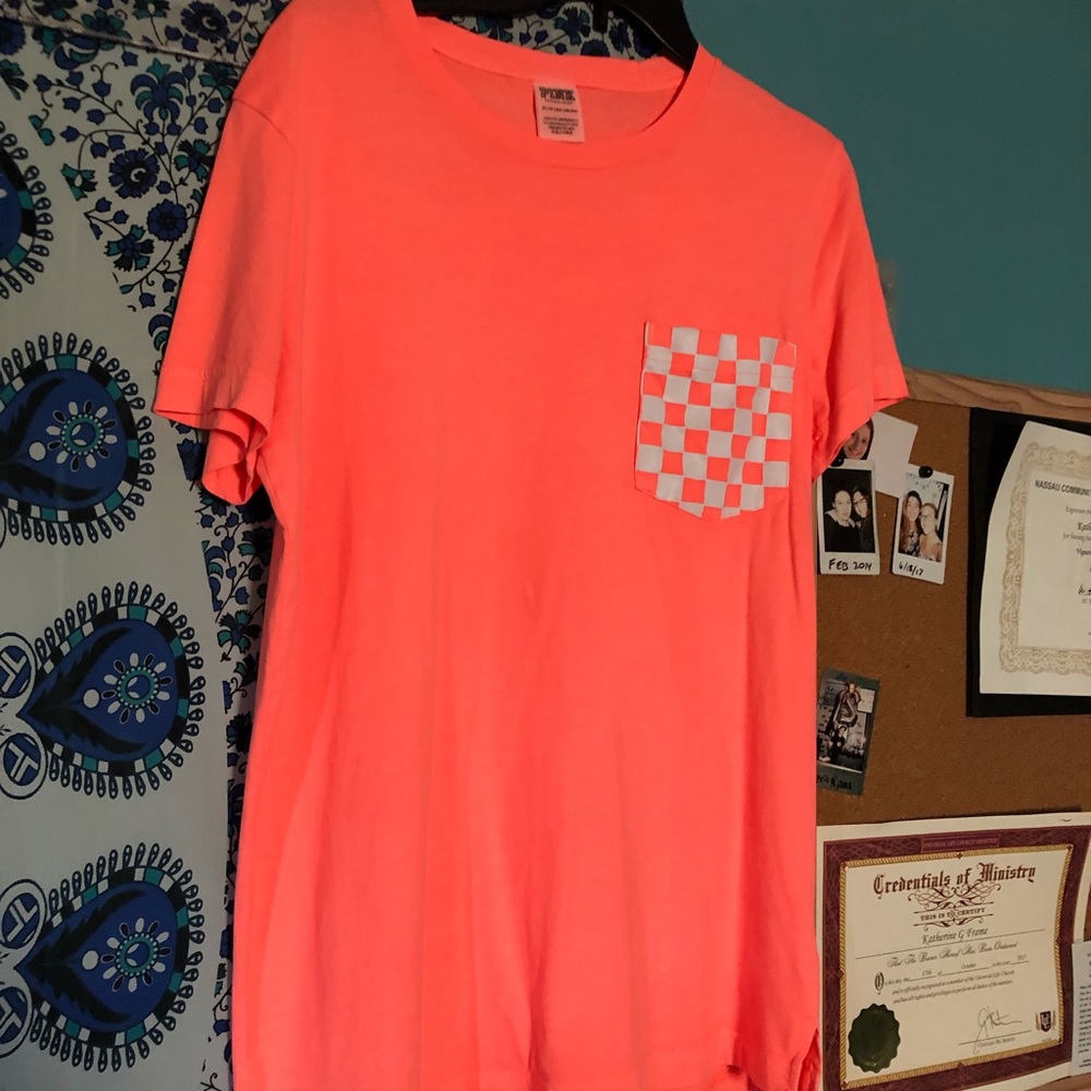 Neon coral over sized T-shirt